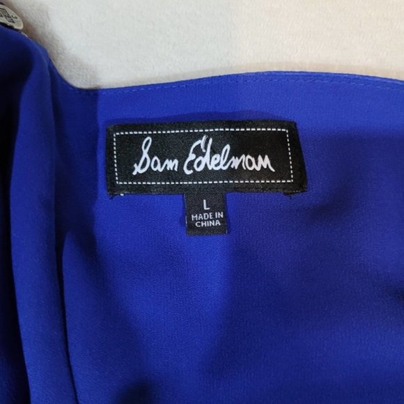 SAM Edelman Blue Chiffon Dress - Size Large - Picture 3 of 7